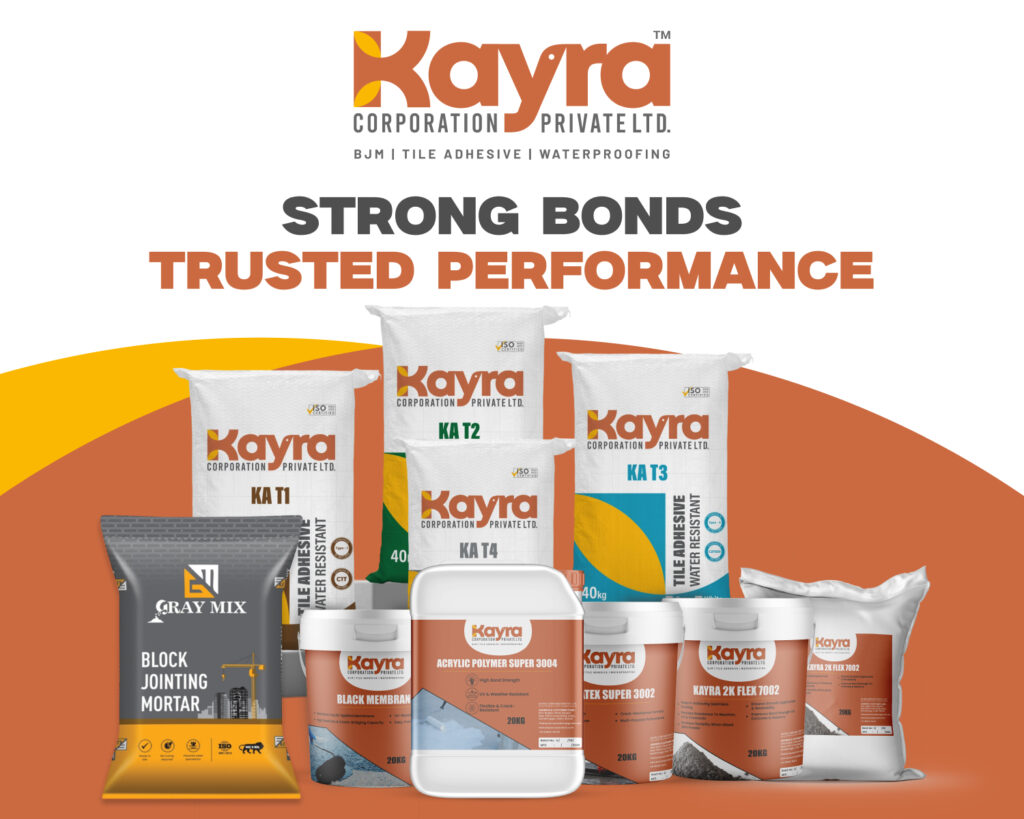 Kayra construction chemicals including tile adhesives waterproofing and block jointing mortar